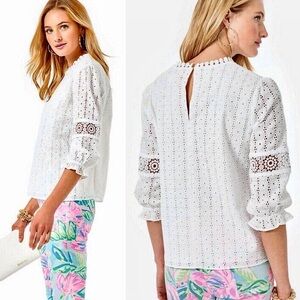 Lilly Pulitzer Jordan’s White Eyelet Top Blouse